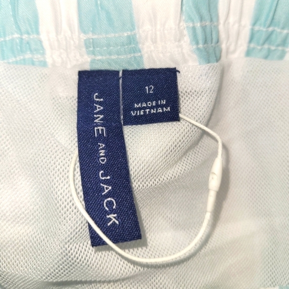 JANIE AND JACK RECYCLED STRIPED SWIM TRUNK IN AQUA STRIPE SIZE 12 - Picture 5 of 16